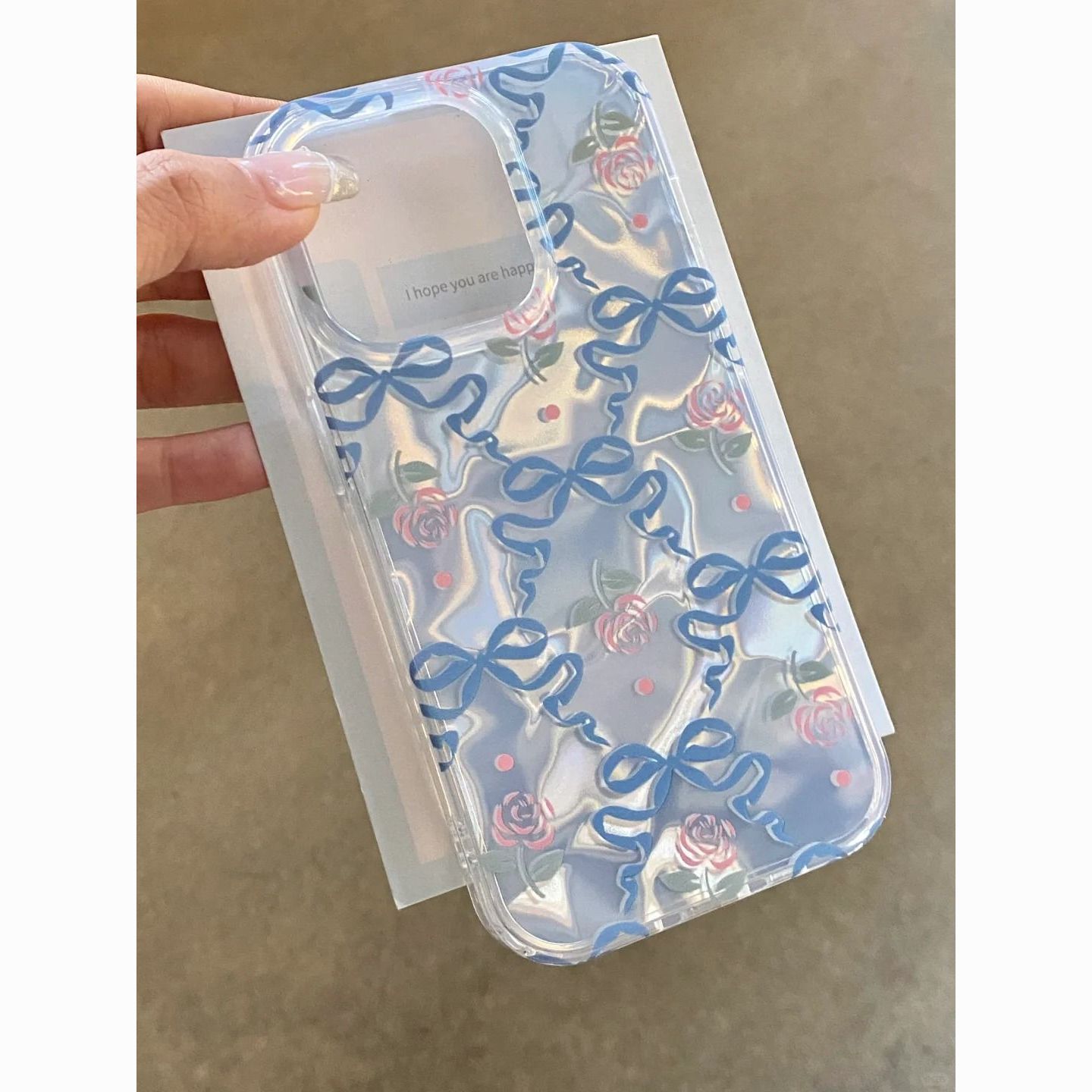 Water Ripple Flower Bow for Apple 15Promax Simple 13 Mobile Phone Case 14 Hard Shell 11/12
