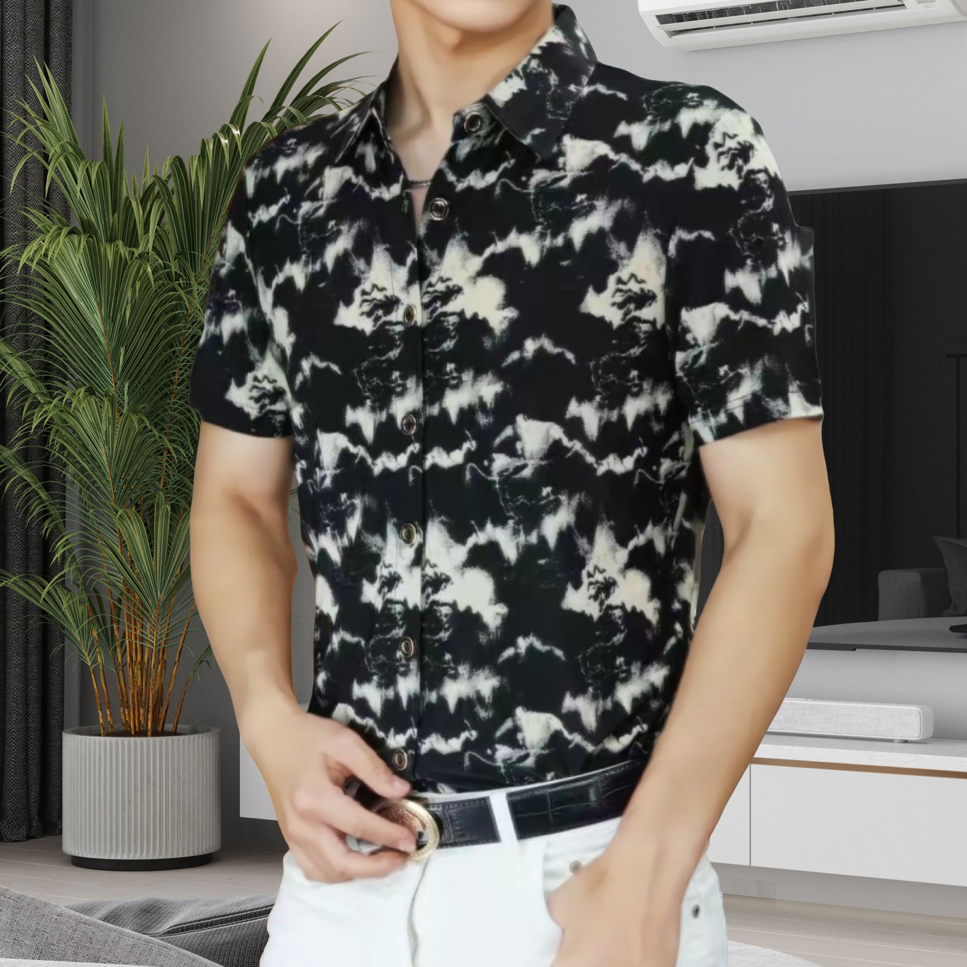 Men's Luxury Short-Sleeve Shirt, Summer Collared Trendy Brand Top, Versatile Stylish Casual Wear
