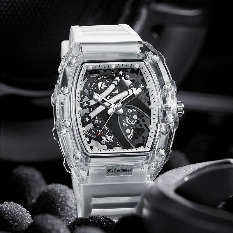 New Cross-Border Transparent Hollow Barrel-Shaped Watch Men's Fashion Watch Quartz Watch Waterproof Watch Watch