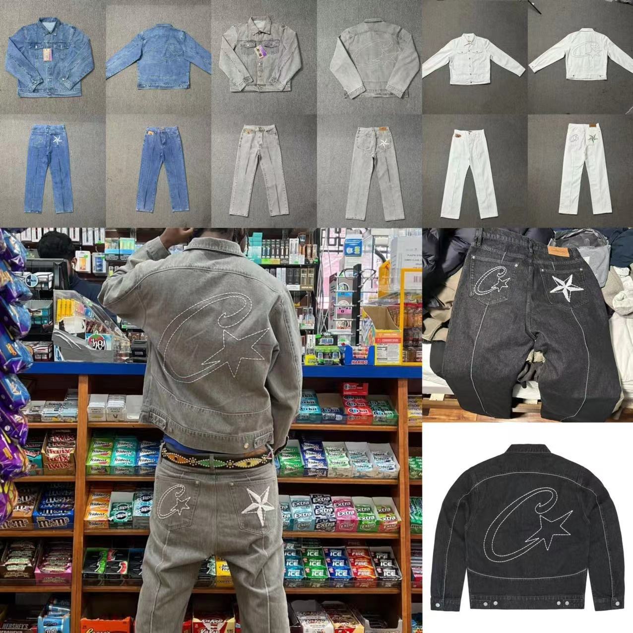 2025 Spring and Autumn Alcatraz New Star Embroidered Denim Jacket Jacket European and American Sports Casual Pants Suit Trendy