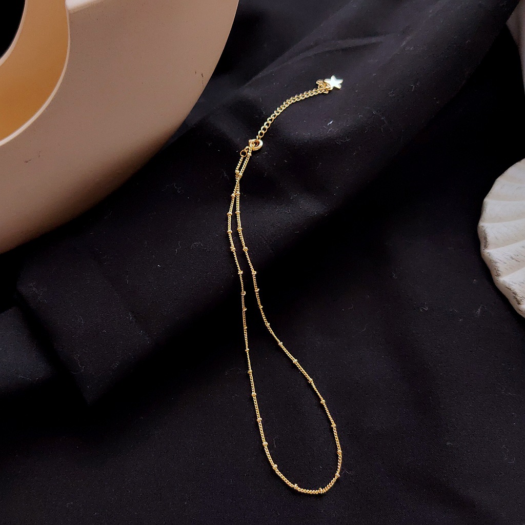 Bright eyes Simple Beautiful 14k real gold necklace clavicle chain Korean version of Korea small jewelry delicate fashion necklace wholesale