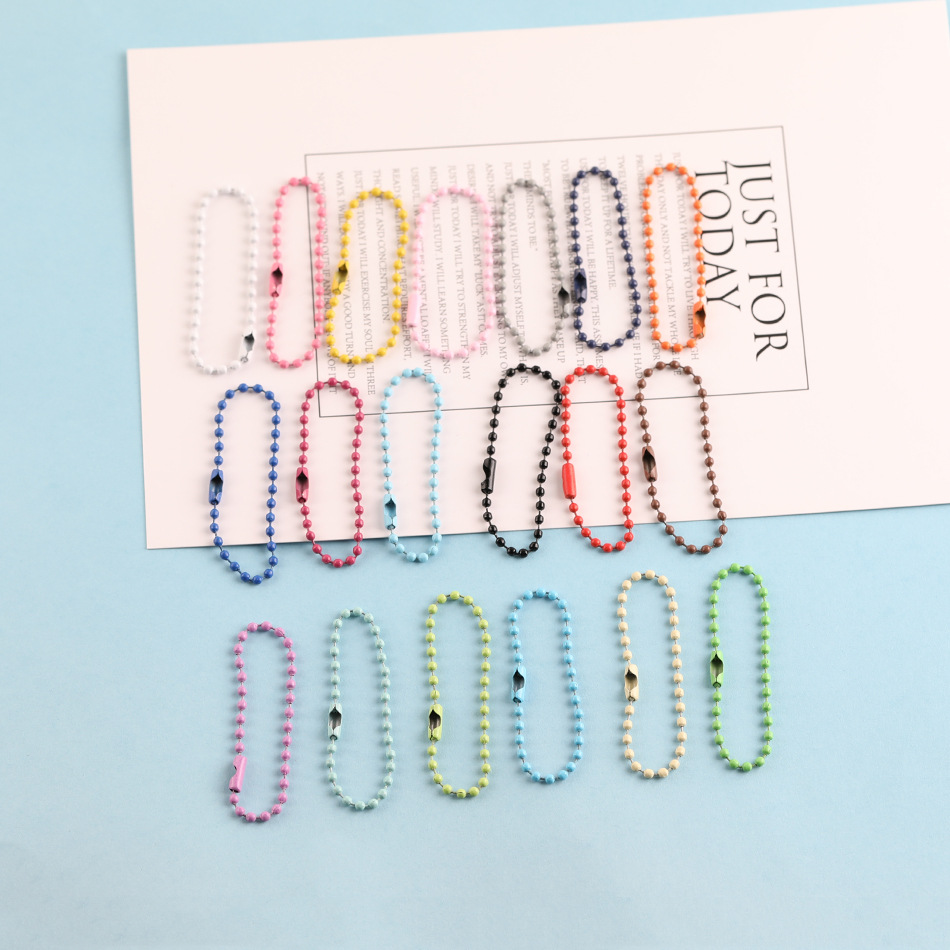 Cross-Border Hot-Selling Painted Round Bead Chain, Guka Pendant Chain, DIY Handmade Bag Keychain Chain, Tag Chain