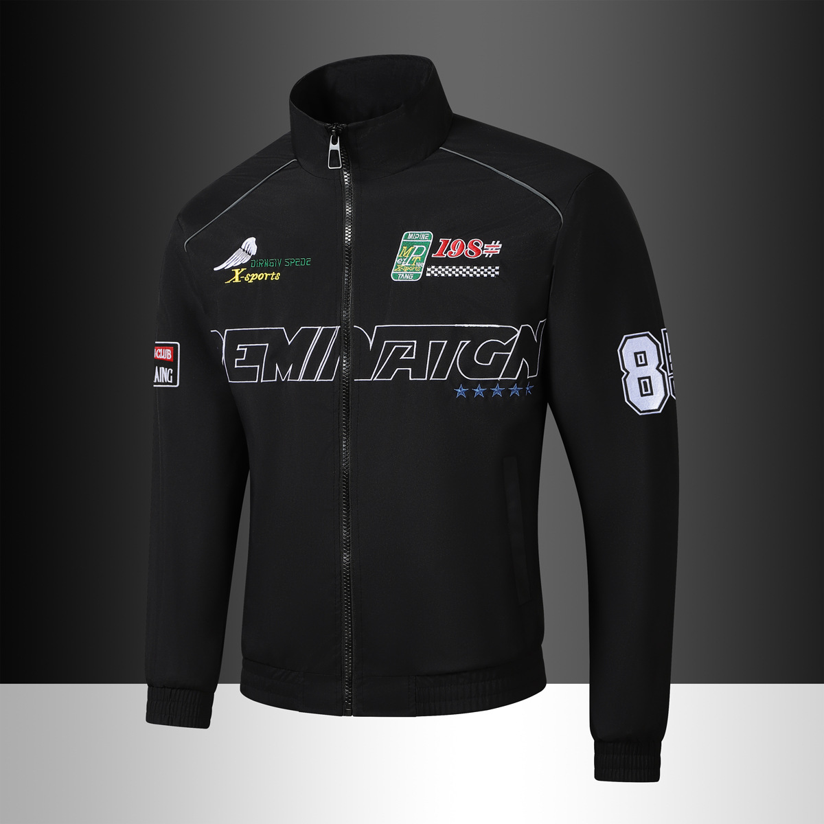 Cross-Border Live Streaming Popular Men's Fashion Jacket, Stylish Motorcycle Jacket, Trendy Black Racing Suit, Men's Casual Jacket for Autumn