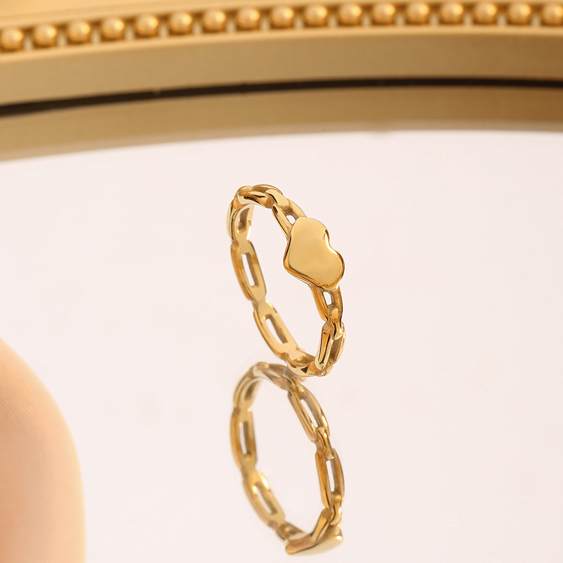 Metal wind love ring female niche design does not fade hollow gold plated ring fashion geometric titanium steel jewelry