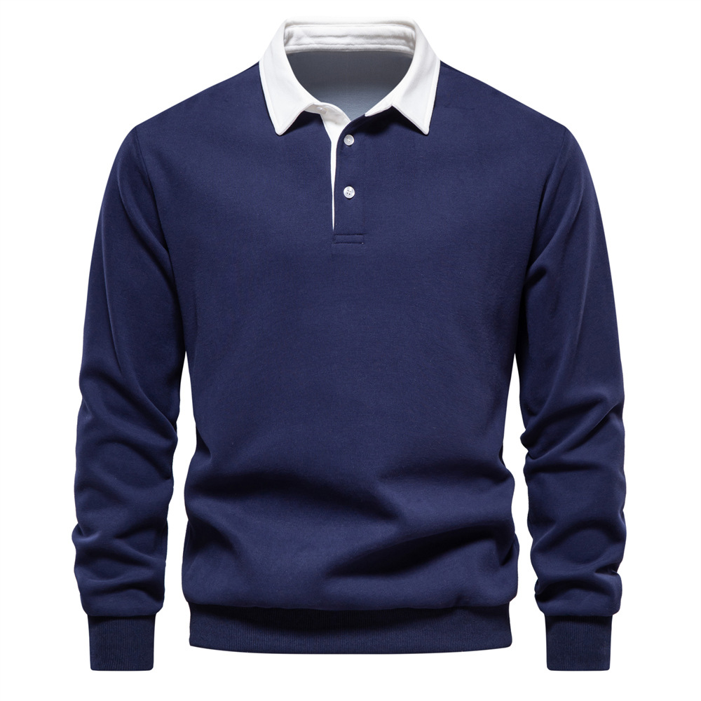 2024 New Autumn Long Sleeve Polo Collar Sweat Fashion European Size Foreign Trade Men's Sweat High-quality Casual All-match Men