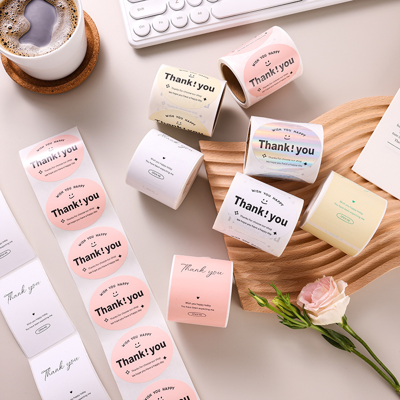 thankyou Thanks Stickers Cake Baking Shop Decoration Adhesive Label Paper Gift Packaging Packaging Sealing Stickers