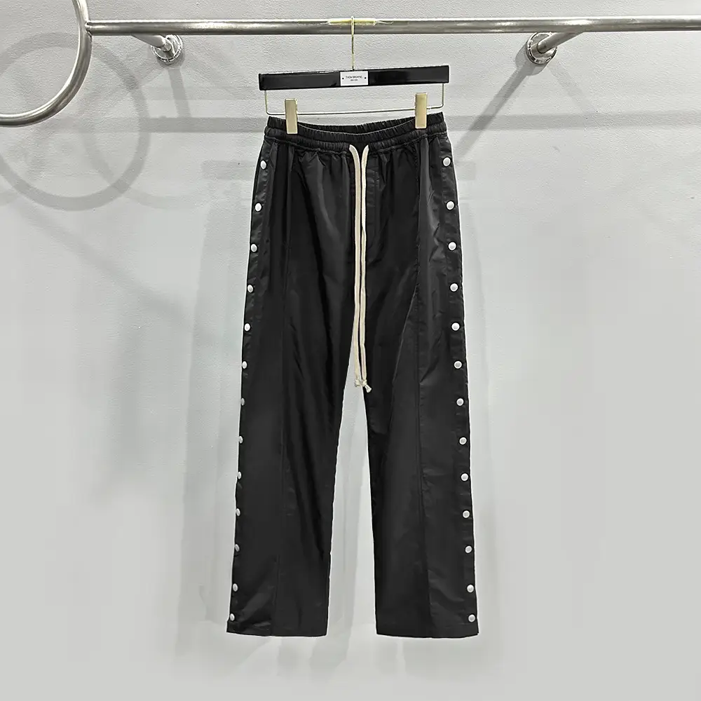 SUBHUMAN Men's American Style High Street Buckle Men's Summer Thin Loose Straight Quick-drying Casual Long Pants