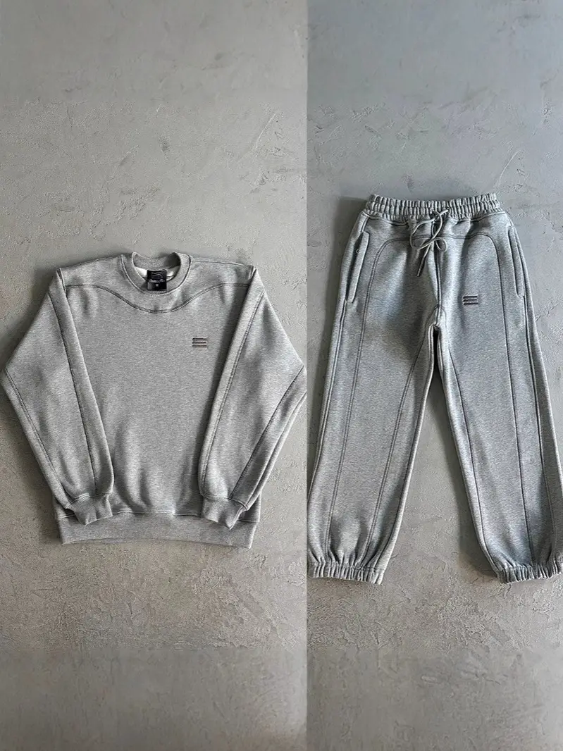 Kroen Embroidered Basic Sports suit - Kroen Embroidered sweatpants, trendy round neck sweatshirt set