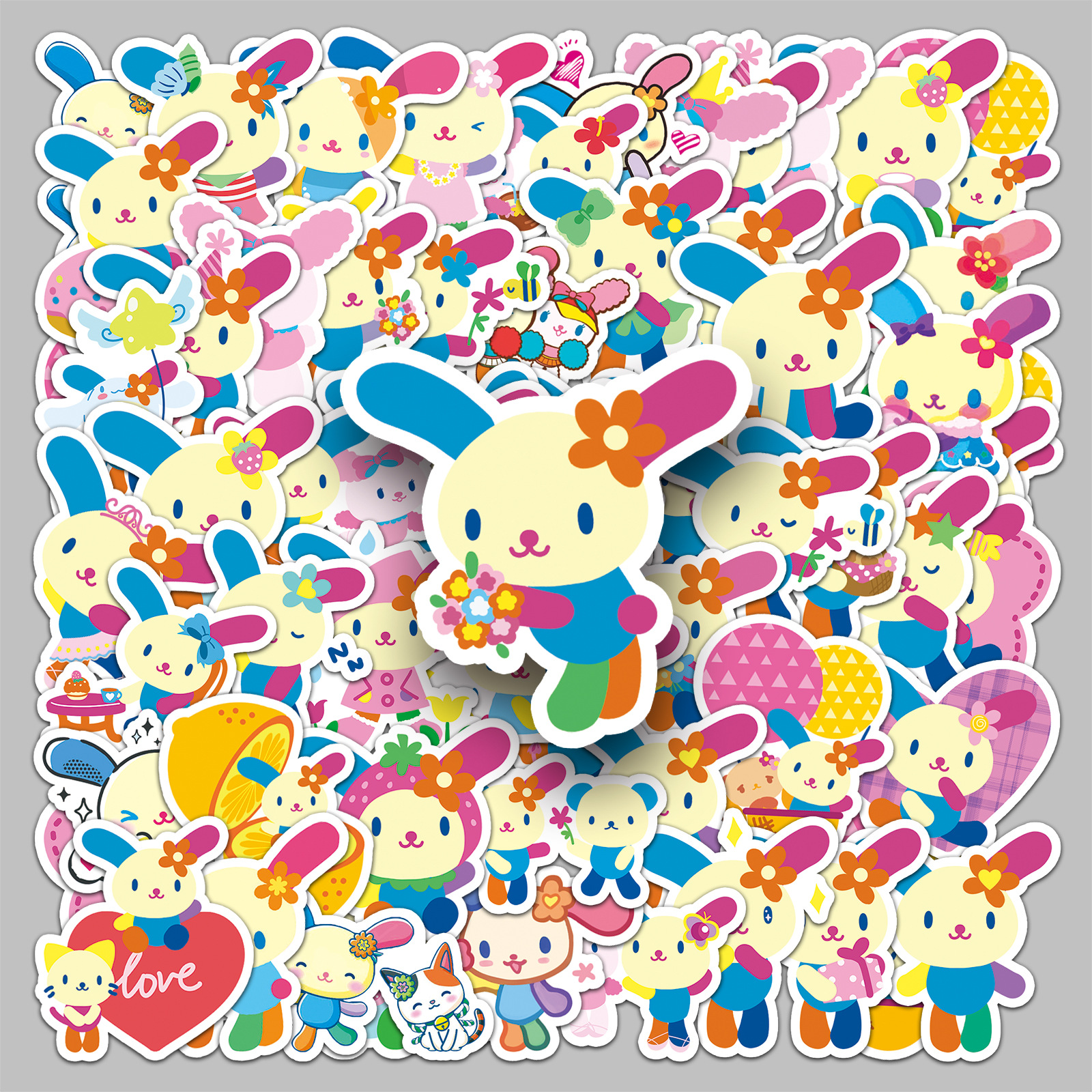 50 pieces of flower rabbit Sanrio stickers cartoon cute phone case computer water cup waterproof decorative small sweet potato stickers