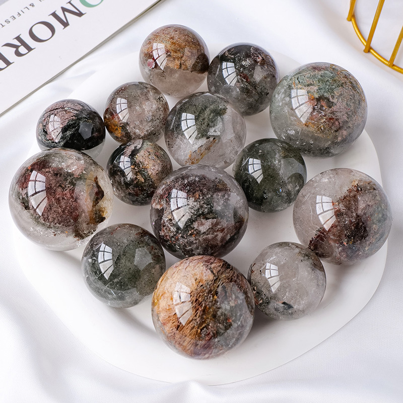 Natural Green Phantom Crystal Ball, Four-Season Colorful Phantom Crystal Ball, Thousand-Layer Phantom Crystal Ball, Home Decoration, East China Sea Crystal Ornament