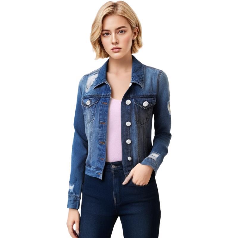 2025 Summer Urban Style Denim Cardigan Long Sleeve Square Neck Women's Shirt Manufacturer Wholesale Fashion Slim Fit