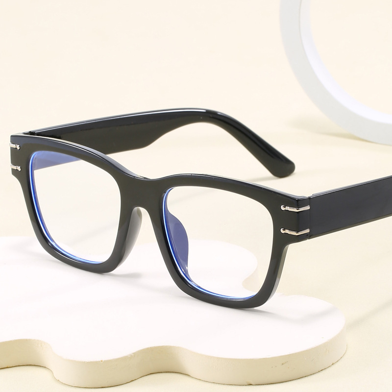 Retro Square Black Frame Plain Artifact Glasses Frame Big Face Show Face Anti-blue Light Can be Equipmentable Myopia Flat Mirror for Women