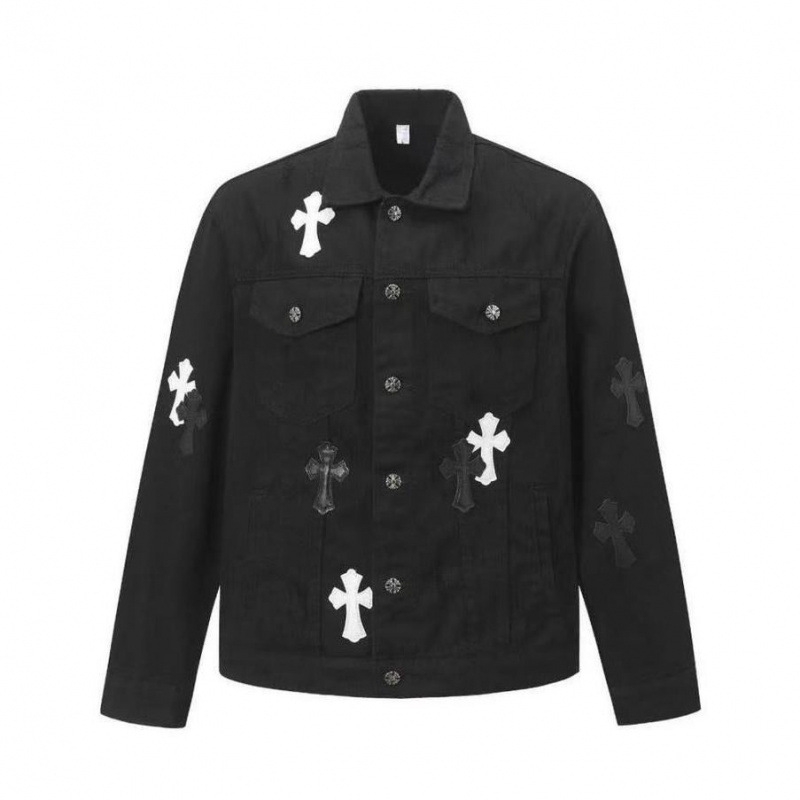 American-Style Trendy Brand Cross-Embroidered Patchwork Denim Jacket for Men and Women, Autumn and Winter Couple's Outfit, Versatile Trendy Brand Jacket
