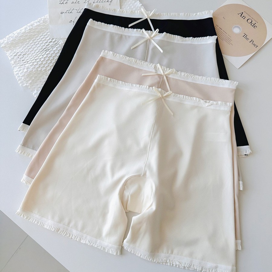 9102 sweet ice silk 3IN1 three-point safety pants women's boxer underwear Q elastic milk skin sense anti-light pants 10A antibacterial
