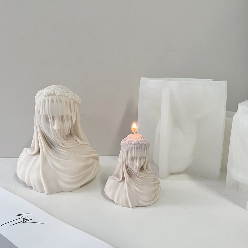 Jiahui beauty veil female aromatherapy candle silicone mold DIY goddess statue aromatherapy expanded stone gypsum ornaments mold