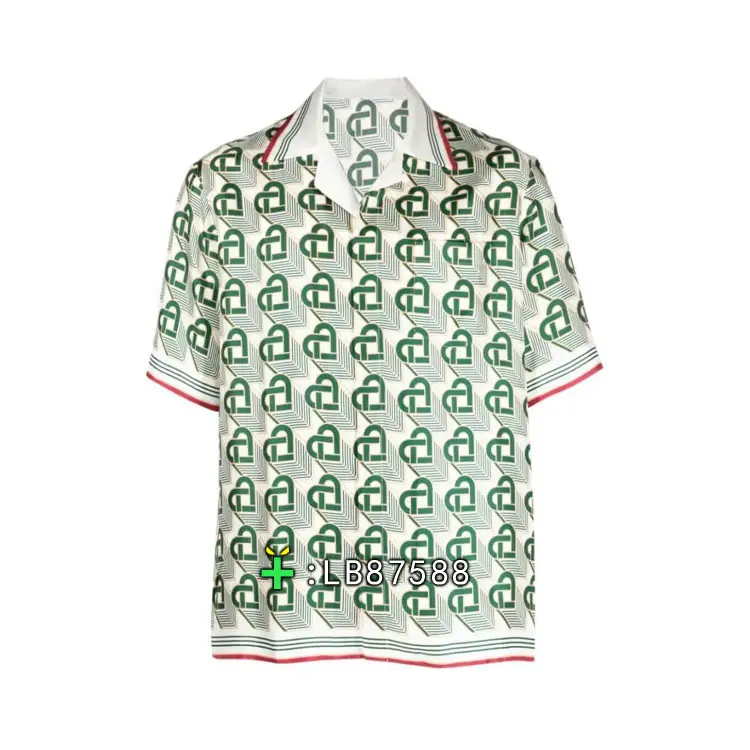 -Rms-Silk Prince Shirt Barrage Heart Print Men's and Women's Retro Old Money Style Casa Short Sleeve shirt