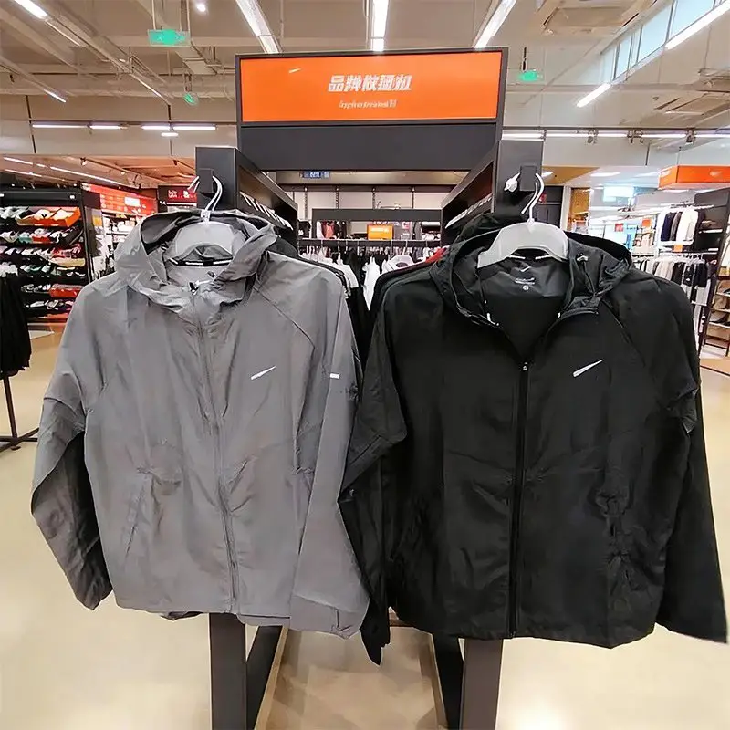 Brand Men's Quick-Dry Running Outdoor Cycling Sports Jacket with Hood and Zipper, Casual Athletic Windbreaker
