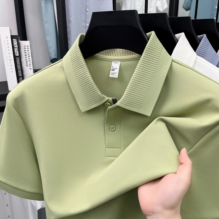 The Golden Ratio of Nylon, Polyester, and Spandex Makes the Fabric Highly Elastic, Wear-Resistant, and Quick-Drying. 26-Year-Old Short-Sleeved Polo Shirt for Men