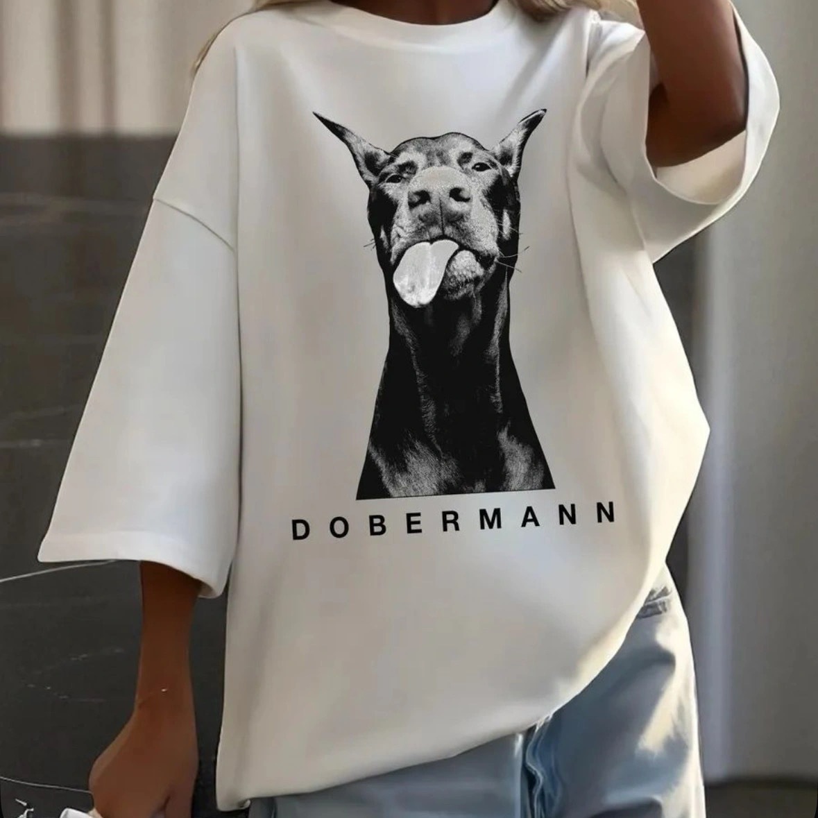Cross-Border Export Pure Cotton Short-Sleeved T-Shirt Women's Summer New Loose Mid-Length Printed Top European and American Bottoming Shirt