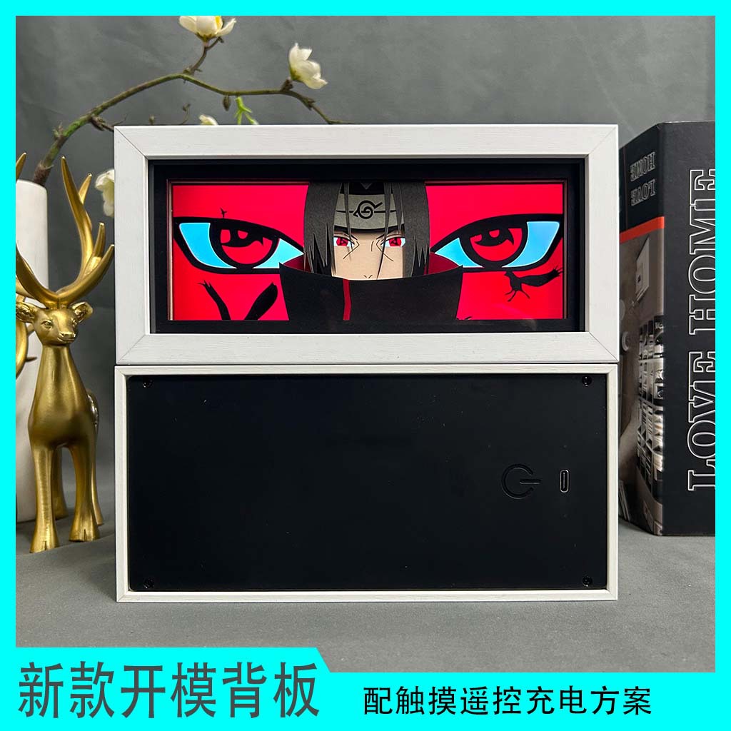 Anime Paper Carving Lamp Naruto Sasuke Uchiha Skunk Night Light Day Comic Frame Lamp Decorative Secondary Peripheral Gifts foto QC de 1688 en Qualit.ly