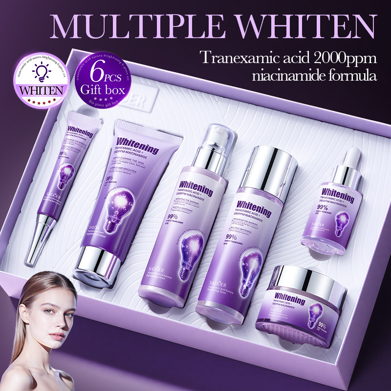 Cross-Border Tranexamic Acid Aurora Six-Piece Set Sadoer Hydrating Moisturizing Brightening Skincare Set Foreign Trade Oem Processing