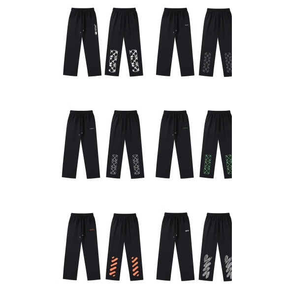 Cross-Border Export Wholesale Ow Autumn and Winter New Graffiti Arrow Print Pants Straight Loose Casual Pants for Men and Women Foto QC de 1688 na Qualit.ly