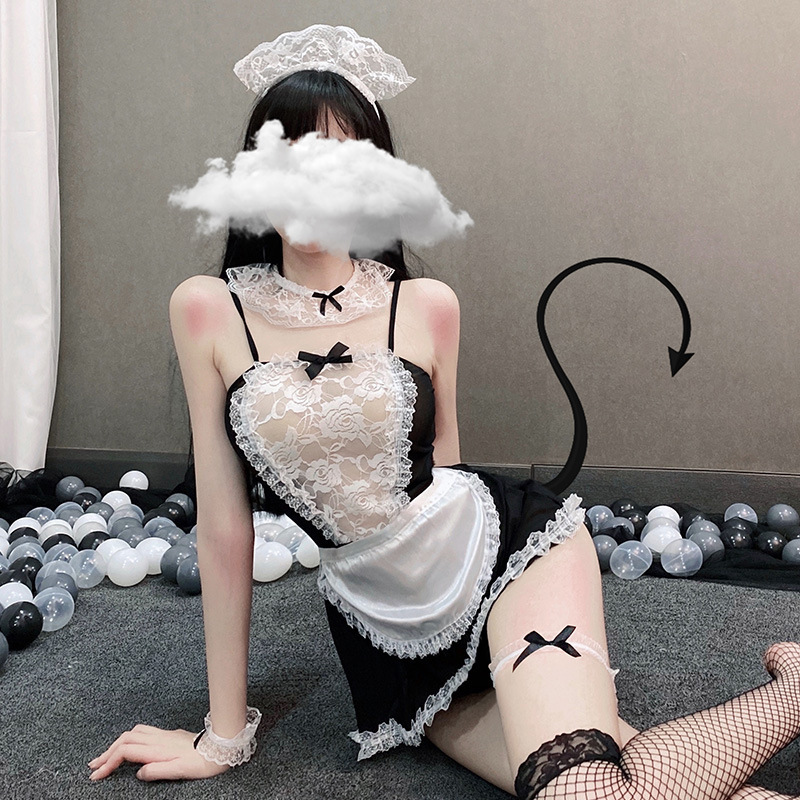Internet Fashion Sexy Lingerie Sexy Maid Temptation Pajamas Passion Transparent Flirting Sexy Clothes Suit Maid Sao