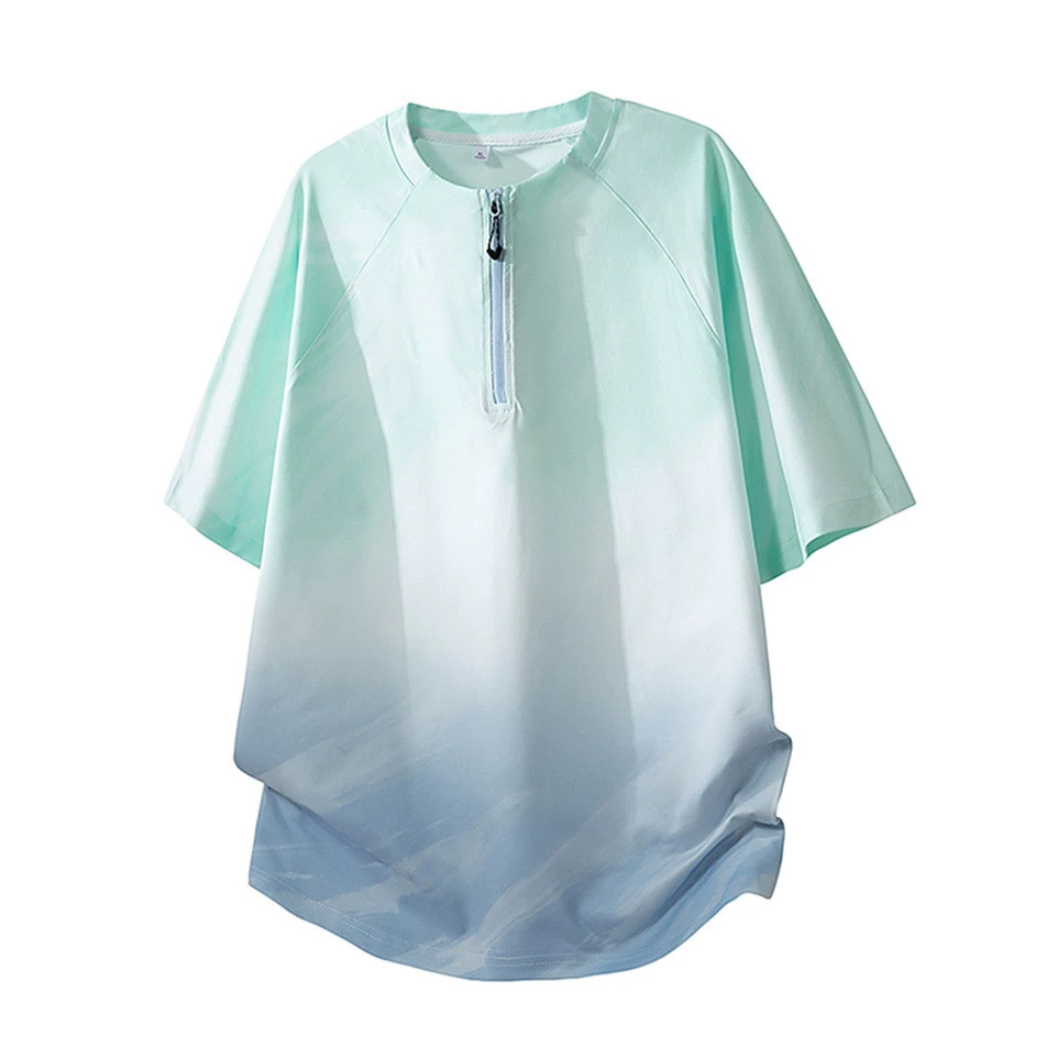 American-Style Half-Zip Trendy Brand Cool Top 2026 New Model Men's Summer Thin Casual Short-Sleeve T-Shirt for Men