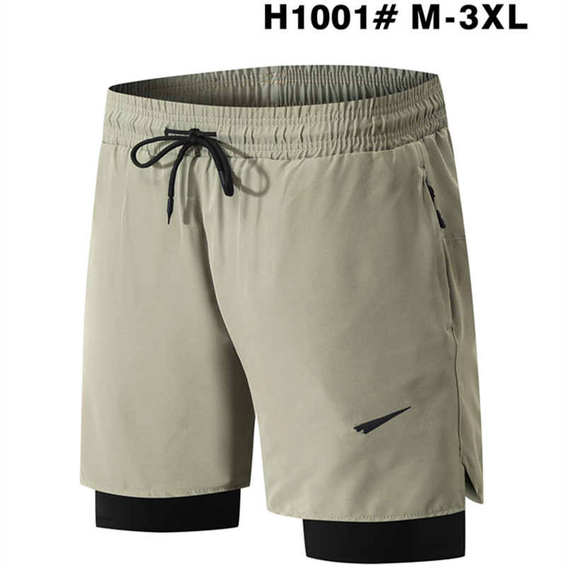 Sports Shorts Men's Summer Fitness Quick-drying Breathable American-style All-match Fake Two-piece Anti-walking Double-layer Running Shorts QC-foto från 1688 på Qualit.ly
