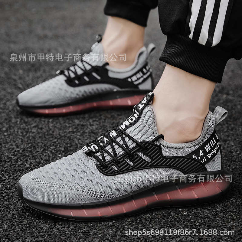 Cross-Border Men's Shoes, Sports Shoes, Men's Lightweight Breathable Mesh Running Shoes, Fly-Knit Casual Shoes, Youth Shoes, Breathable and Comfortable