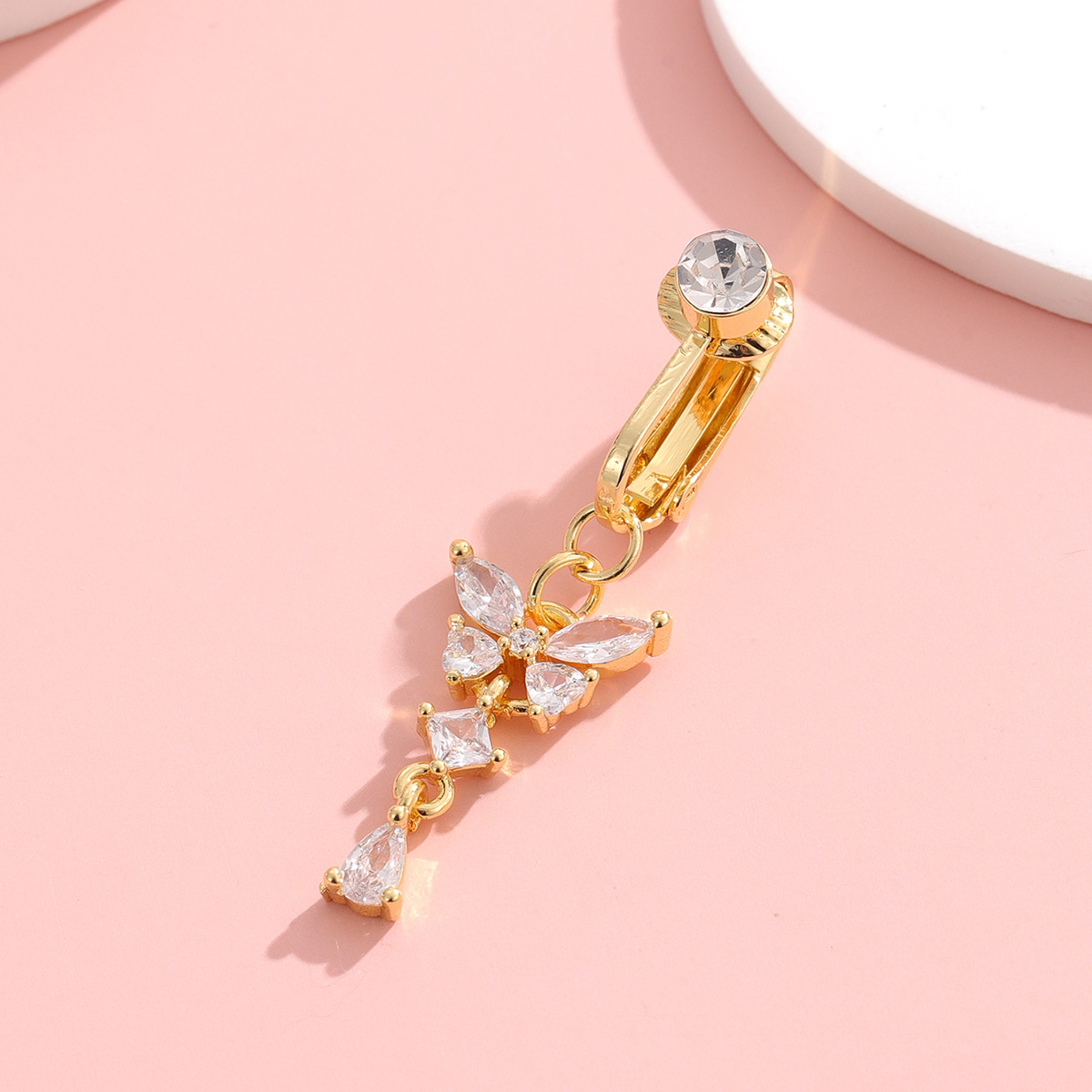 Cross-border e-commerce hot belly button ring fake belly button nail puncture jewelry butterfly zircon belly button ring puncture jewelry online