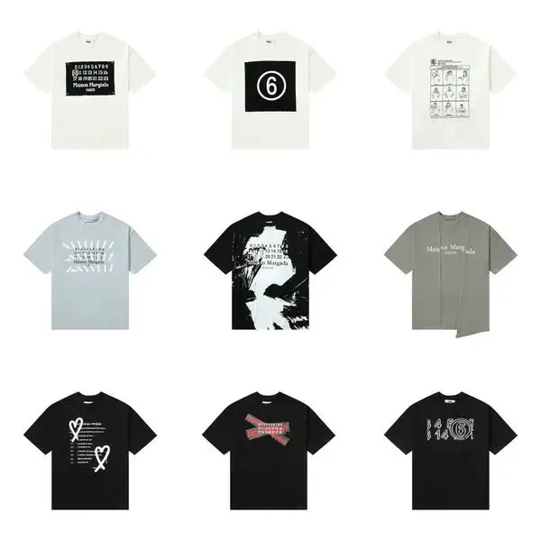 Calendar Tape Paper Ball Print Numbers Embroider Men and Women Loose Short Sleeve T-Shirt