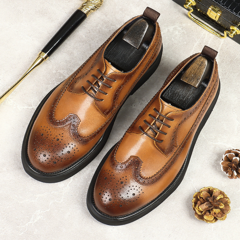 【】Men's Korean-Style Versatile Casual Leather Shoes, Lightweight, Thick-Soled, Height-Increasing, Leather Surface, Cowhide, Business Men's Comfortable and Versatile Shoes