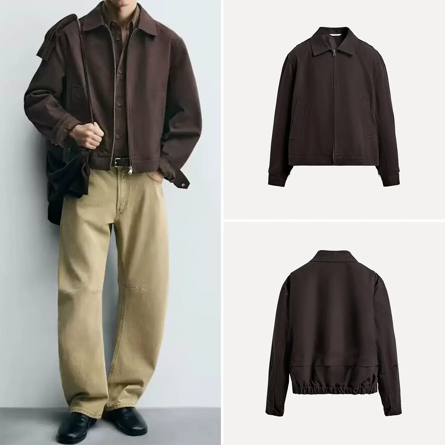 Cabinet 799! 2025 autumn new men's fashion short stretch hem zipper jacket outerwear 1437323