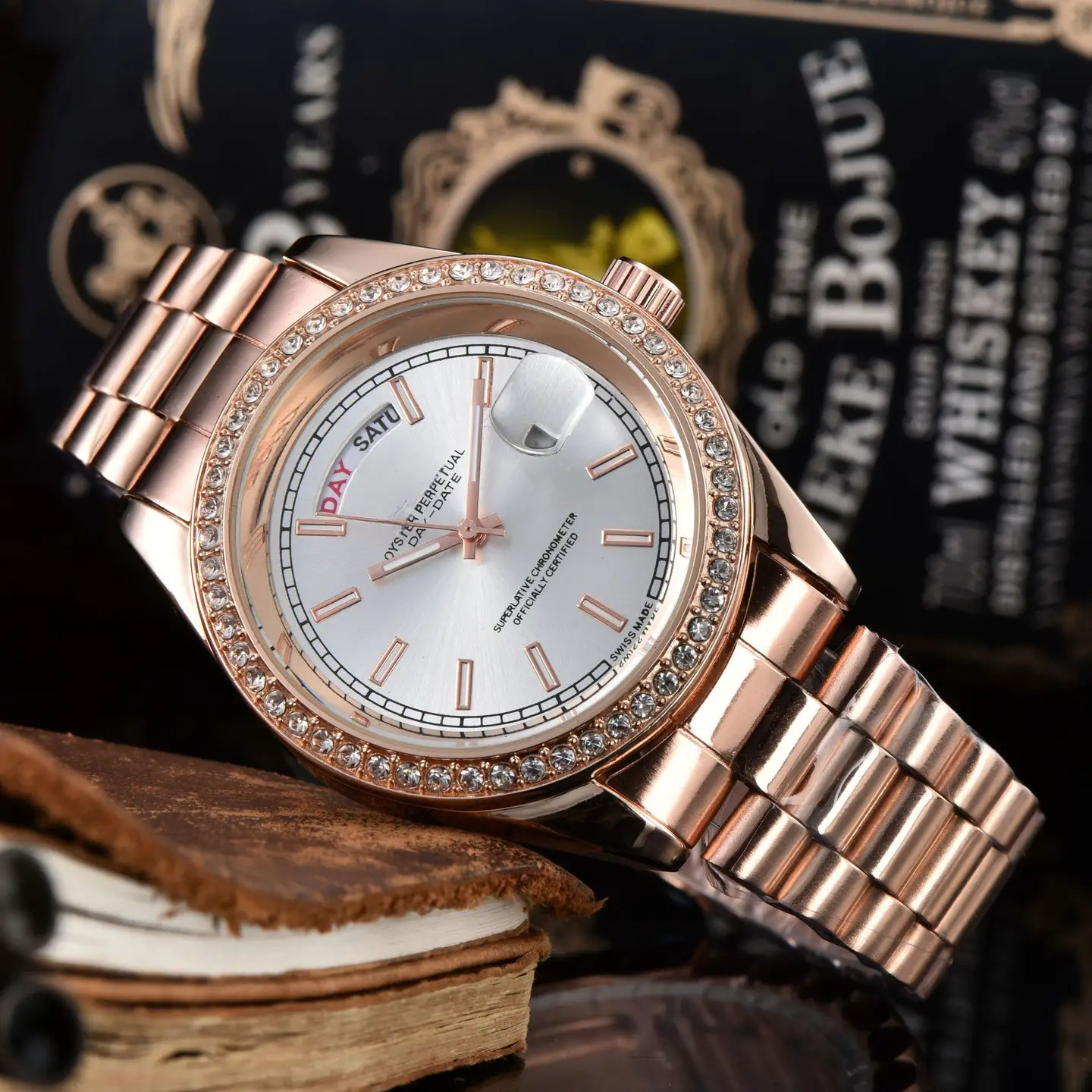 Cross-border new men's quartz watch Lao brand three-pin drill ring domestic double calendar three-bead stare steel band watch wholesale