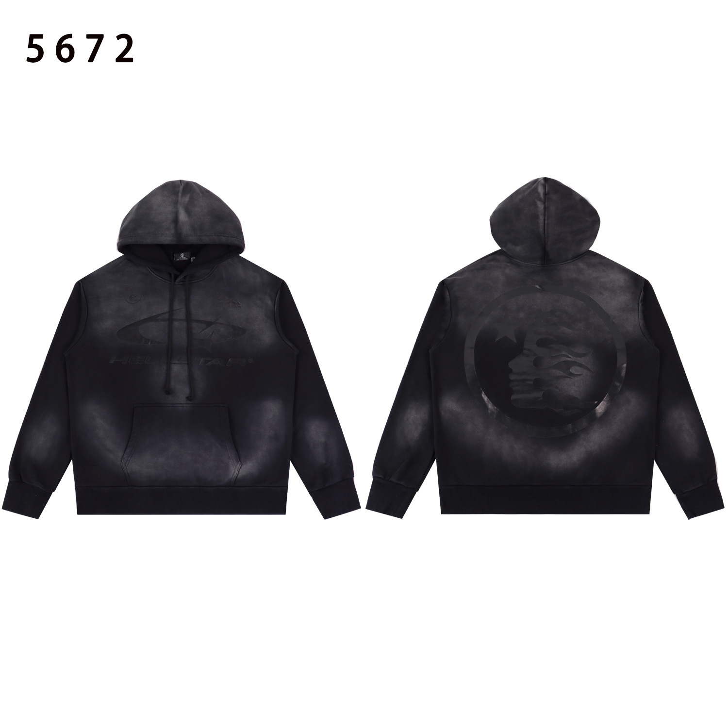 Hstar Letter Pattern Pullover Hoodie Retro Washed Hoodie Hooded Sweatshirt Men and Women Couple Trendyy