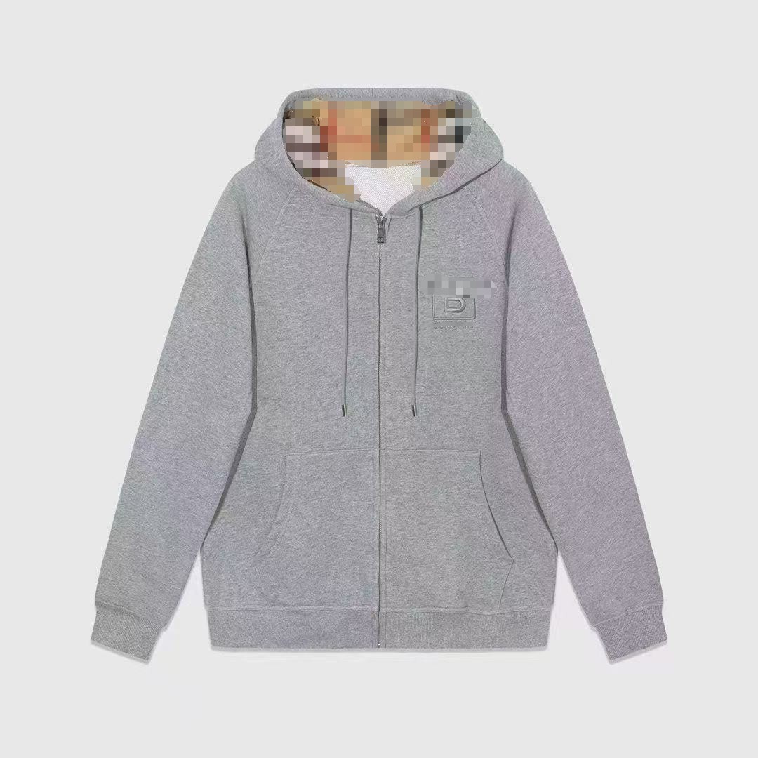 Cross-Border Style Loose-Fitting Hooded Zip-Up Sweatshirt, Plaid Lining Casual Cardigan, Unisex Versatile Sports Jacket QC-foto från 1688 på Qualit.ly