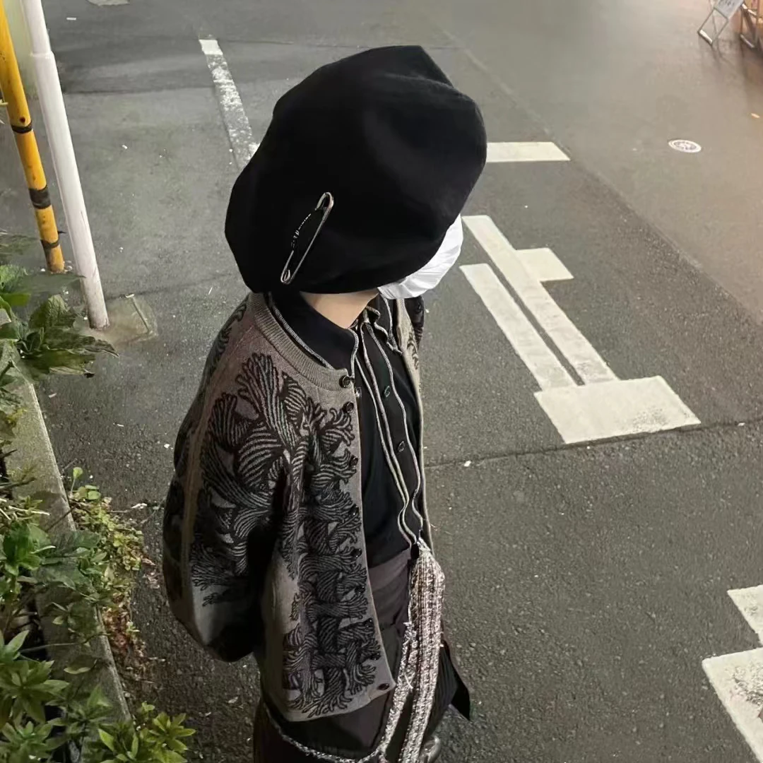 自主The Soloist 宫下贵裕 安全针毛呢画家帽  GD同款八角报童帽