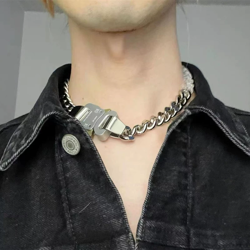 GY ALYX Silver Transparent Splicing Metal Functional Wind Safety Buckle Bracelet Couple's Alloy Chain Necklace