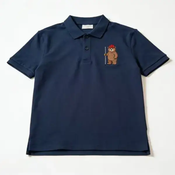 Custom Slim Fit Bear Cotton Polo Shirt Baseball Bear Polo Y