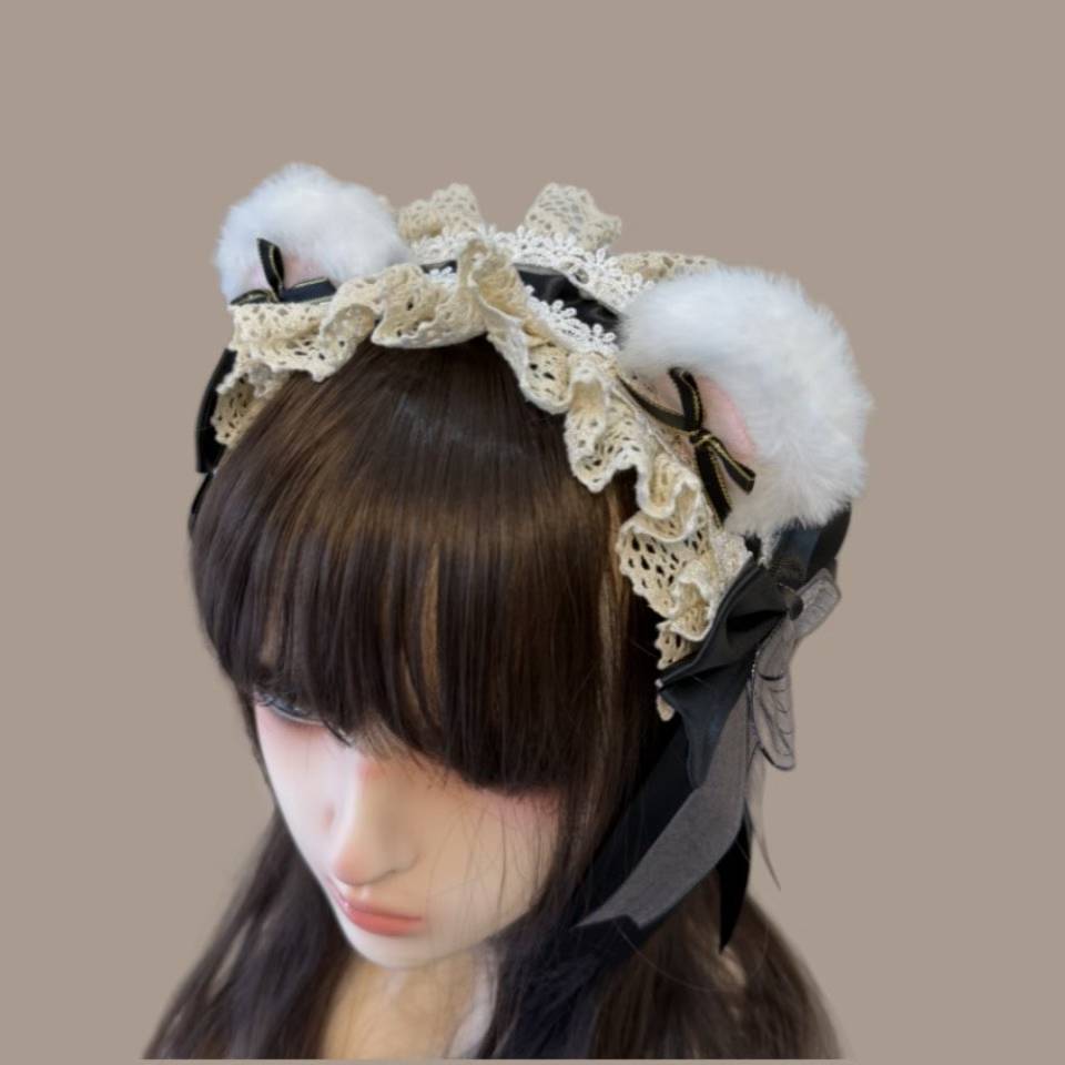 Lolita Headband Cute Lolita Kc Headdress Japanese Style Handmade Cosplay Comic Show Dress up Bear Ear Headband
