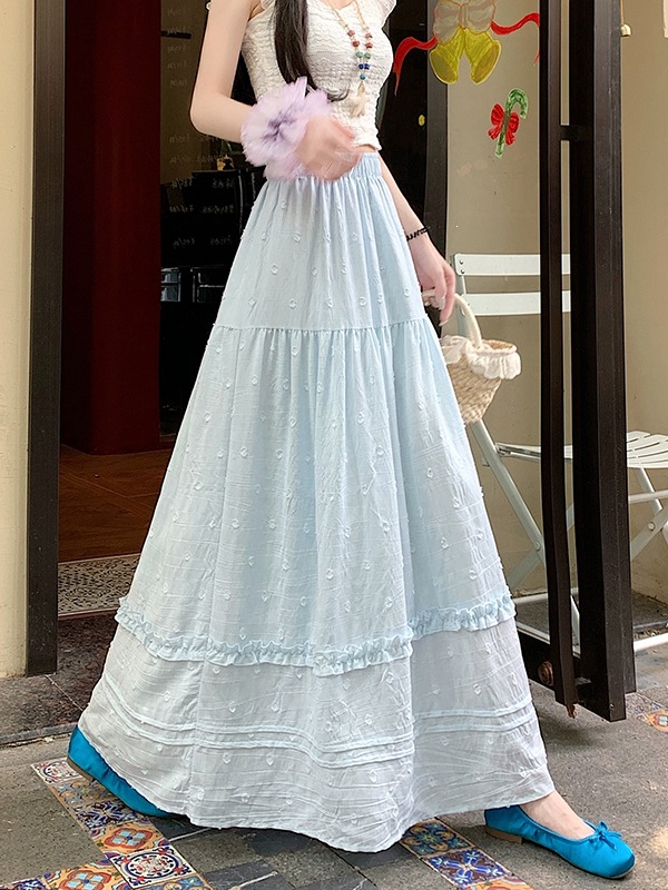 Real Shot of Summer Design-Inspired Sweet and Slimming Floral Embroidered Hem Midi Flared Skirt