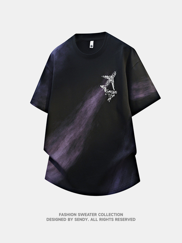 New Summer Men's Trendy Loose-Fitting Fashion Brand Student Short-Sleeve T-Shirt Top, Large Size Round Neck Half-Sleeve T-Shirt