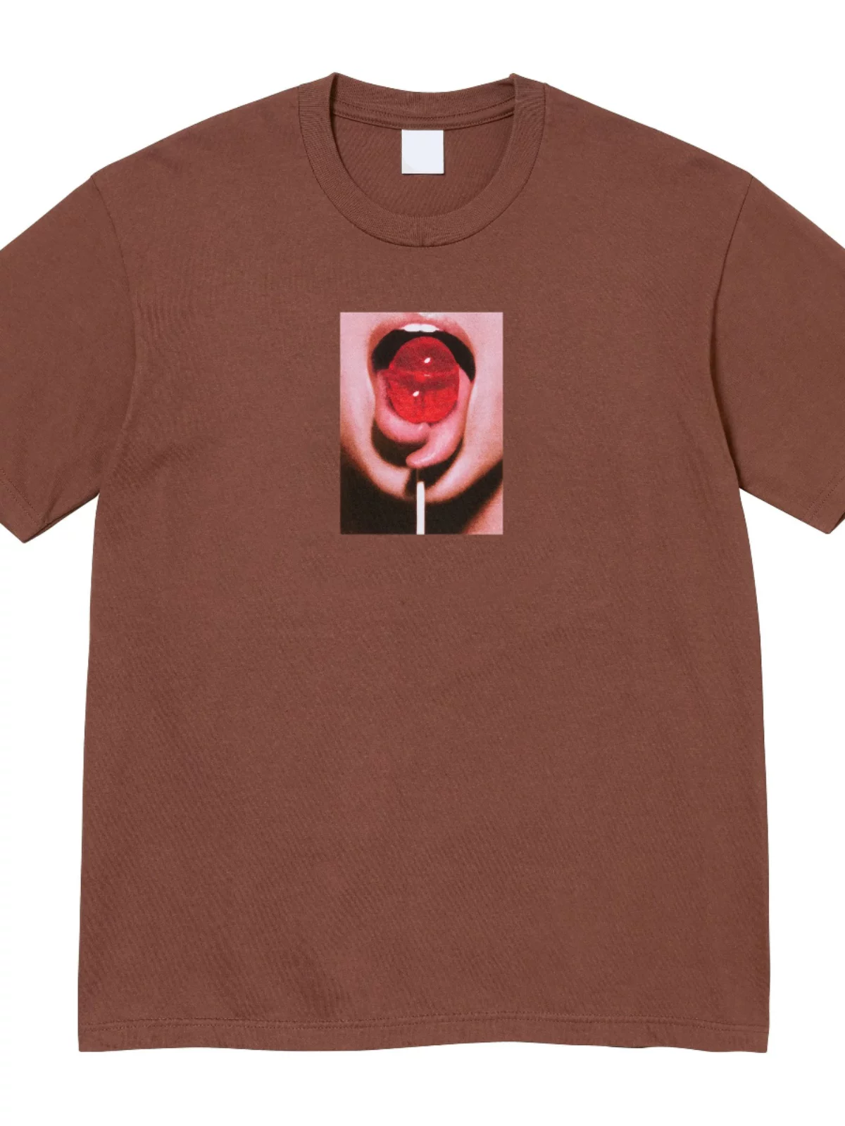 24Fw Lollipop Tee Lollipop Tongue Round Neck Short Sleeve T-Shirt Pure Cotton Men's and Women's Bottoming Shirt Foto QC de TAOBAO na Qualit.ly