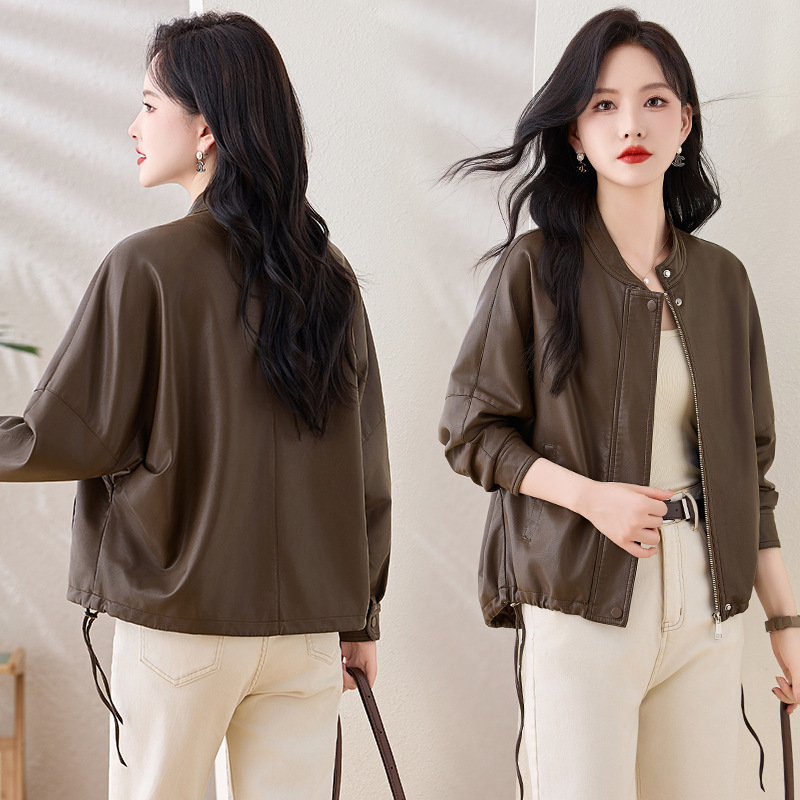 Brand Sheepskin Leather Coat Women's Loose Casual Slimming High-end Design Sense Fashion Short Leather Jacket Top