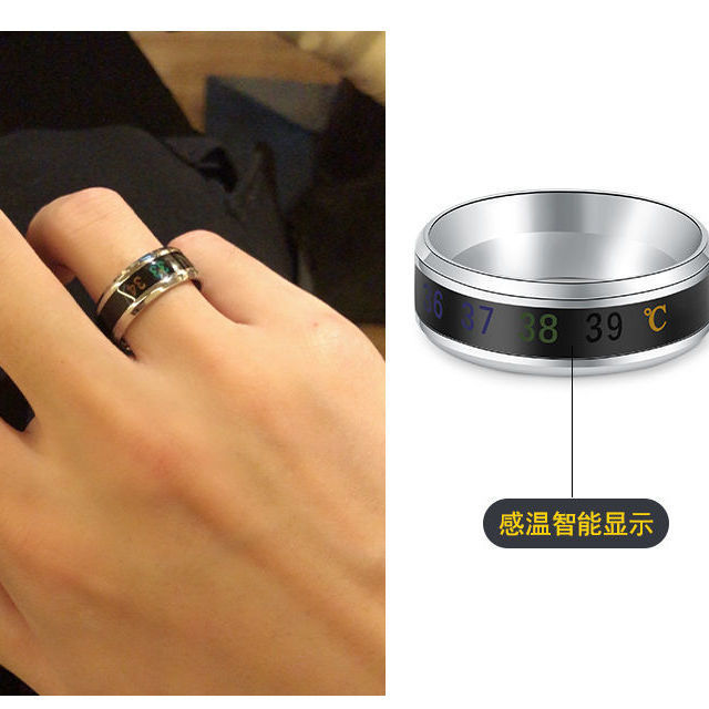 Temperature-Sensitive Ring, Creative Temperature-Changing Color Ring for Couples, Korean Titanium Steel, Smart Trendy Jewelry, Niche High-End
