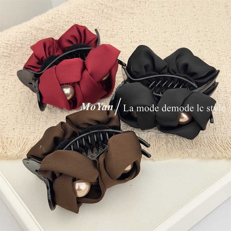 High-End Flower Bud Bun Hair Clip, Trendy Elegant Ponytail Clip, Stylish Faux Pearl Hairpin, Updo Hair Clip, Top Clip