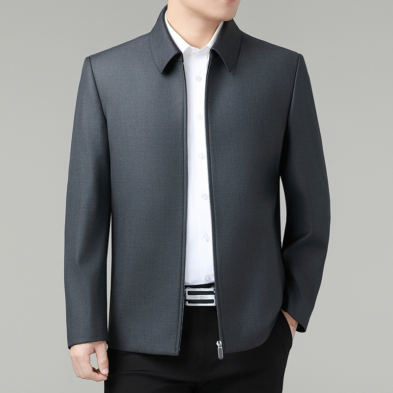 Middle-Aged and Elderly Men's Woolen Jacket, New Autumn Style Business Casual Lapel Coat, Dad's Casual Wool Top