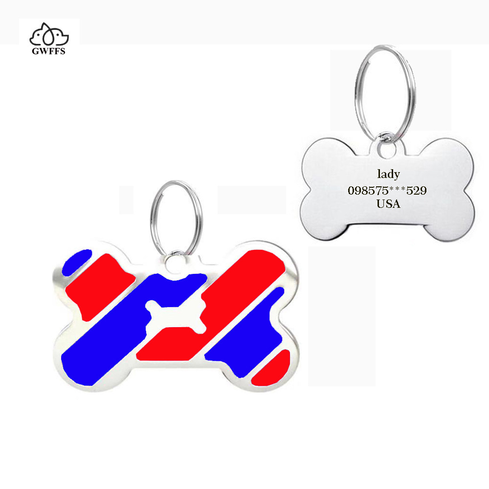 New Simple Pattern Bone-shaped Pet Collar Pendant Zinc Alloy Dog Tag Jewelry Laser Anti-loss Nameplate
