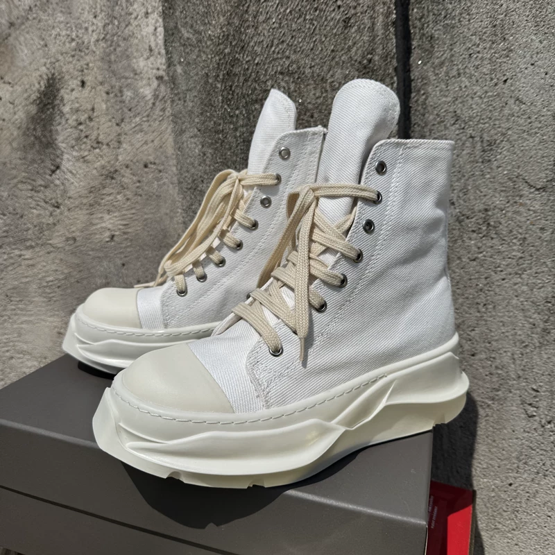 Ro canvas shoes, height increasing double-layer thick soled men's shoes, couple board shoes, casual versatile trendy shoes, European and American lace up women's shoes